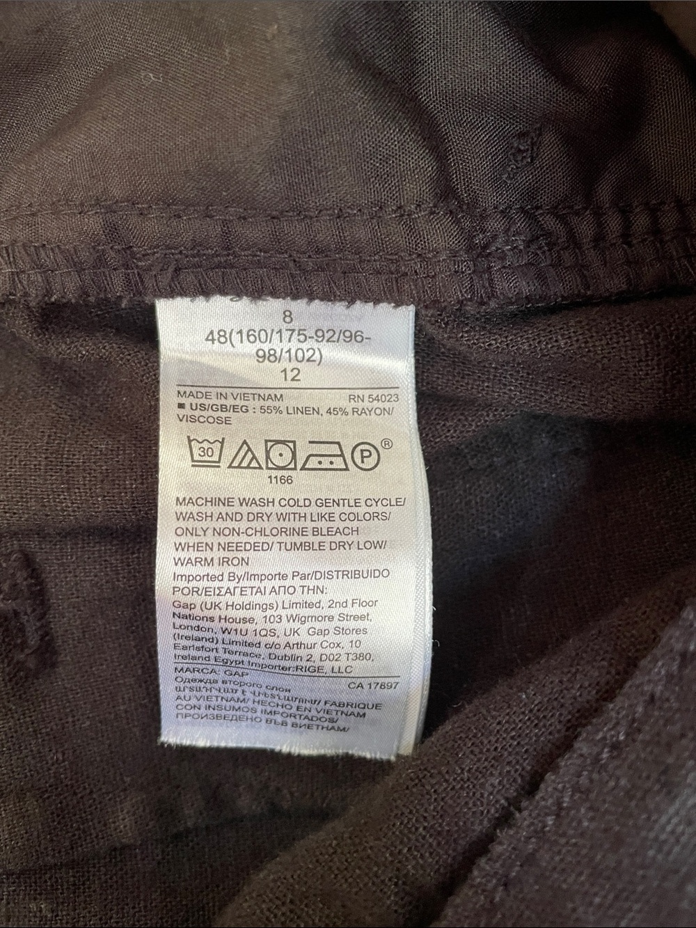 Gap Linen Wide Leg Pants Black Tie Waist High Rise Relaxed Coastal Chic Size 8 - Picture 10 of 11